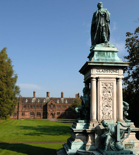 Statue of William Gladstone outside the library