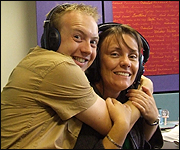 Tom Warmington and Claire Sawyer embrace