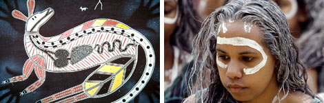 Aboriginal art (left), Aboriginal woman (right)