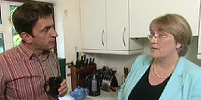 Justin Rowlatt and woman talking