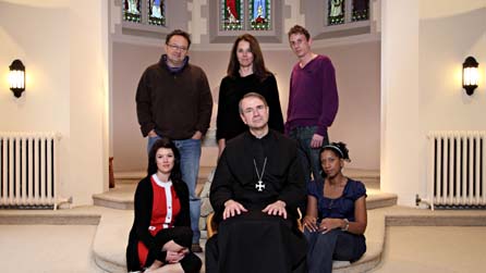 L-R: Silent partners Carrie Lloyd, Jon Treanor, Helen Doughty, David Dalglish, Trish Adudu and Father Christopher