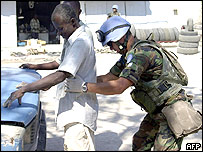 Soldado argentino das tropas de paz da ONU no Haiti