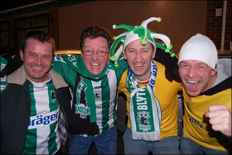 Blyth Spartans' fans outside Croft Park