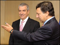 Preşedintele Comisiei Europene, Jose Manuel Barroso, şi premierul Călin Popescu Tăriceanu