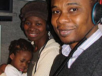 Oluchi Nwaubani asleep on her mother's knee