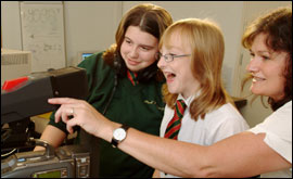 Pupils in studio with CBBC's Dick'n'Dom