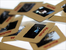 Kodachrome slides on a lightbox