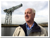 Robert Dickie at the former site of John Brown's shipyard in 2004. 