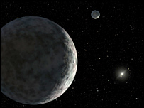 تصویر خیالی از اریس و قمر آن 