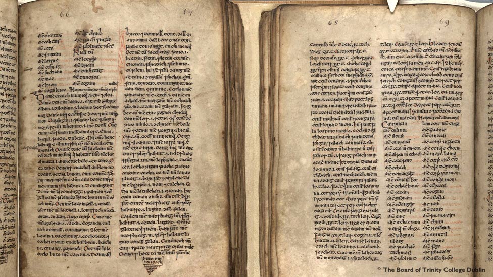 14th Century manuscript showing the text of Senchus fer nAlban. Image courtesy of the Board of Trinity College, Dublin