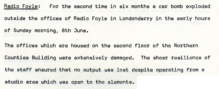 Extract from Northern Ireland Advisory Council Minutes April 1980 - June 1980. Controllers Report, Radio Foyle