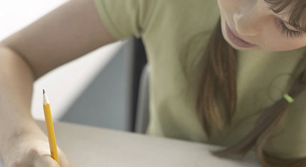 A girl taking the test