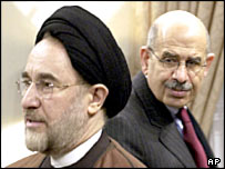 İran Devlet Başkanı Muhammed Hatemi ve Atom Enerjisi Kurumu Başkanı Muhammed el Baradey