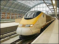 A Eurostar train at London's St Pancras station