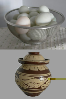 the duck eggs will be preserved in this pot