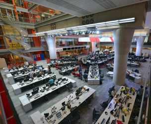The Newsroom in New Broadcasting House, pictured before the big move