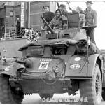 Trooper Ron Axford in the driving seat of his armoured car.Denmark 1945 Trooper Ron Axford in the driving seat of his armoured car.Denmark 1945