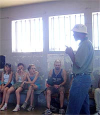 Former prisoner giving a talk on Robbin Island