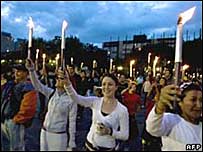 मानवाधिकार कार्यकर्ताओं का प्रदर्शन