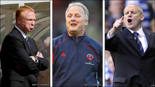 Birmingham boss Alex McLeish, Sheffield United's Kevin Blackwell and Steve Coppell of Reading