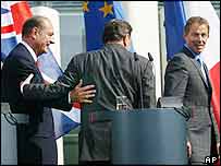 Jacques Chirac, Gerhard Schroeder e Tony Blair