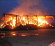 Burning building at Barrow