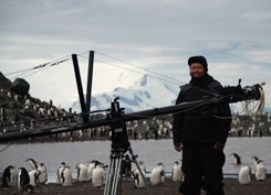 Nikki Waldron beside camera jib