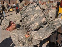 Soldado americano antes de partir para o Iraque