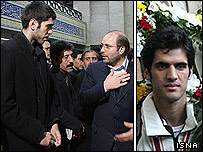 آیدین نیکخواه بهرامی و صمد برادرش در مراسم ختم