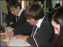 students writing