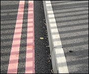 Pink road markings