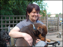 Diane Kelly with a dog