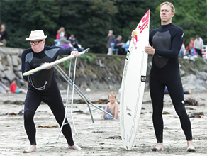 Chris and Jonny Surfing