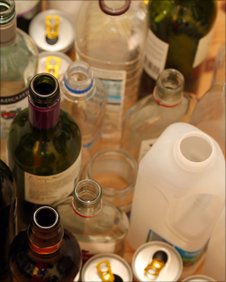 Bottles and cans ready for recycling