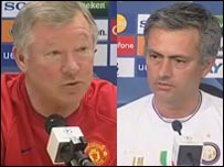 弗格森(左)和穆里尼奥