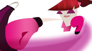 DB throwing punches in boxing gloves