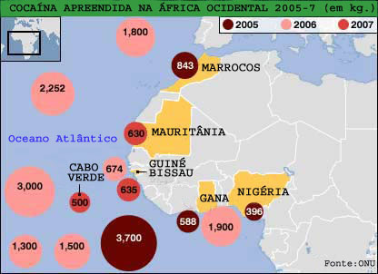 Mapa da cocaína apreendida
