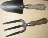 trowel and hand fork