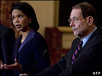 Condoleezza Rice e Javier Solana