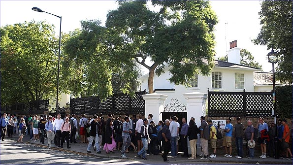 Supporters queuing for tickets