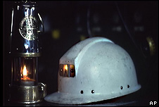 A miner's lamp and hat