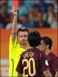 Deco was one of four players sent off by referee Valentin Ivanov