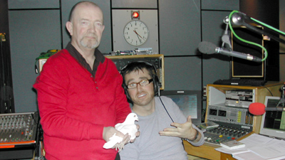 Hugh Kearney with a Rock Dove on the Mark Patterson Show