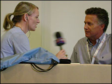 Sonja McLaughlan speaks to Charles Van Commenee