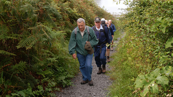 Walking uphill along the coastal path