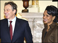 کاندوليزا رايس و تونی بلر