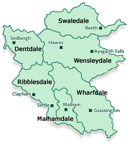 Map showing the main dales and villages
