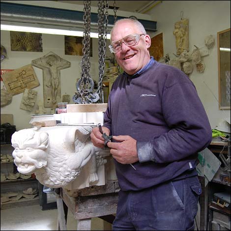 York Minster's Head carver, Geoff Butler 