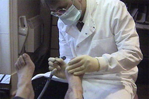 Nica gets her feet dressed