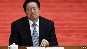 中共政治局常委、政法委书记周永康(资料照片，04/05/2012)